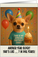 Happy Birthday Chihuahua Dog with T Shirt and Cupcake card