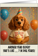 Happy Birthday English Cocker Spaniel Dog with T Shirt and Cupcake card