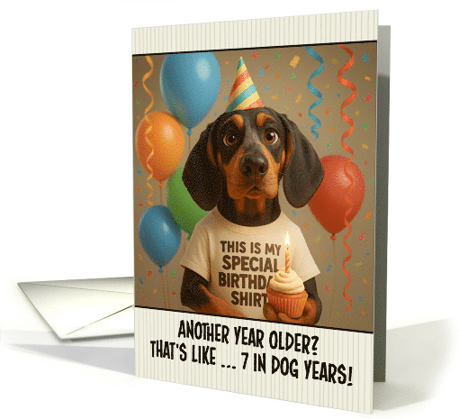 Happy Birthday Coonhound with T Shirt and Cupcake card (1923926)