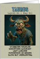 Taurus Zodiac Zombie Birthday card