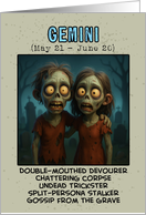Gemini Zodiac Zombie Birthday card