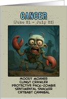 Cancer Zodiac Zombie Birthday card