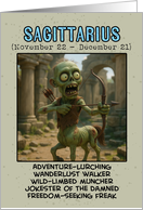 Sagittarius Zodiac Zombie Birthday card