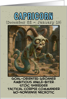 Capricorn Zodiac Zombie Birthday card