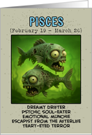Pisces Zodiac Zombie Birthday card