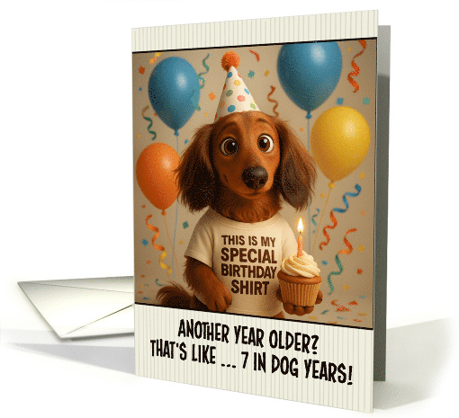 Happy Birthday Dachshund with T Shirt and Cupcake card (1924148)