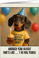 Happy Birthday Dachshund with T Shirt and Cupcake card