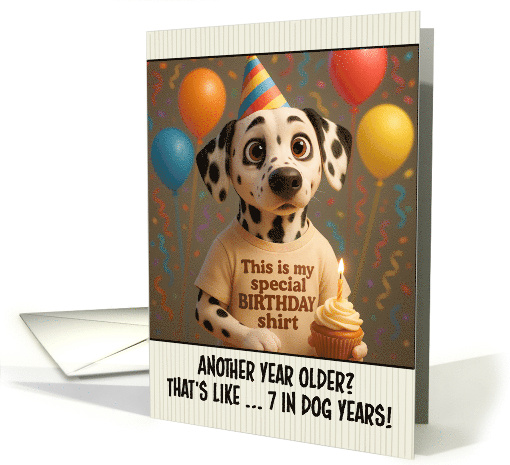 Happy Birthday Dalmatian Dog with T Shirt and Cupcake card (1924154)