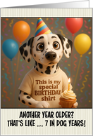 Happy Birthday Dalmatian Dog with T Shirt and Cupcake card