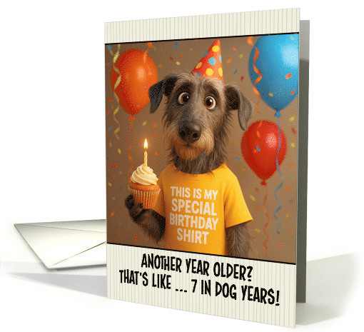 Happy Birthday Deerhound with T Shirt and Cupcake card (1924156)