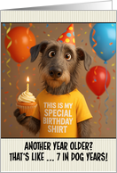 Happy Birthday Deerhound with T Shirt and Cupcake card