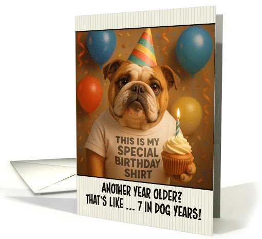 Happy Birthday English Bulldog with T Shirt and Cupcake card (1924172)