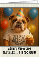 Happy Birthday English Bulldog with T Shirt and Cupcake card