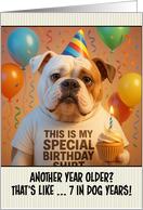Happy Birthday American Bulldog with T Shirt and Cupcake card
