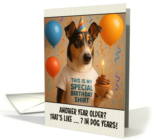 Happy Birthday Smooth Collie Dog with T Shirt and Cupcake card