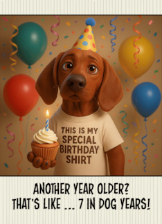 Happy Birthday Redbone Coonhound with T Shirt and Cupcake