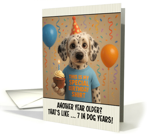 Happy Birthday Dalmadoodle Dog with T Shirt and Cupcake card (1924282)