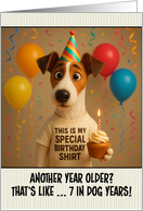 Happy Birthday Smooth Fox Terrier Dog with T Shirt and Cupcake card