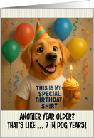 Happy Birthday Golden Retriever with T Shirt and Cupcake card