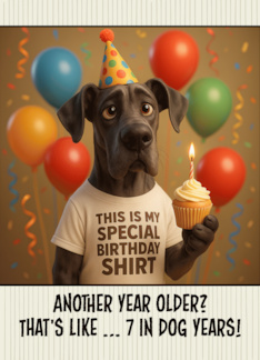 Happy Birthday Great Dane with T Shirt and Cupcake