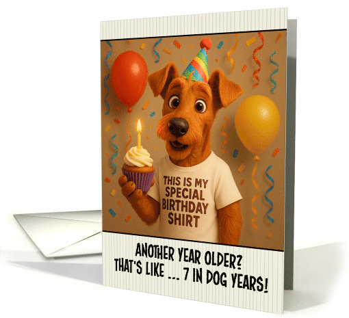 Happy Birthday Irish Terrier with T Shirt and Cupcake card (1924470)