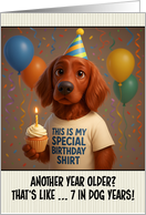 Happy Birthday Irish Setter with T Shirt and Cupcake card