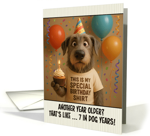 Happy Birthday Irish Wolfhound with T Shirt and Cupcake card (1924474)