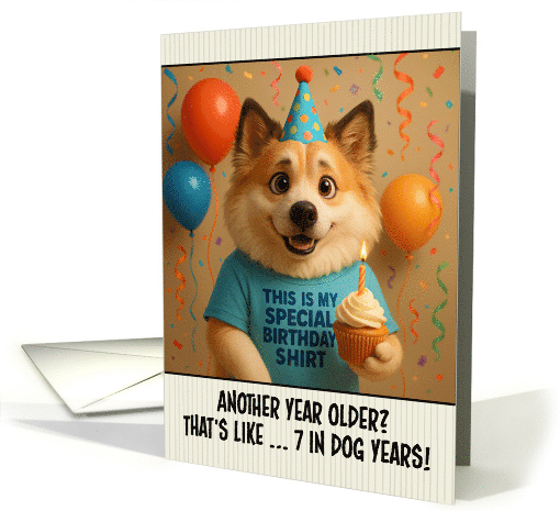 Happy Birthday Icelandic Sheepdog with T Shirt and Cupcake card