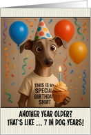 Happy Birthday Italian Greyhound with T Shirt and Cupcake card