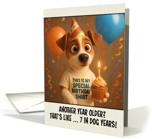 Happy Birthday Jack Russell Terrier with T Shirt and Cupcake card