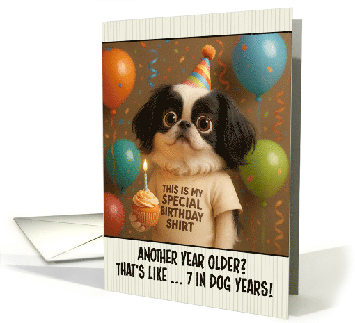 Happy Birthday Japanese Chin with T Shirt and Cupcake card (1924482)
