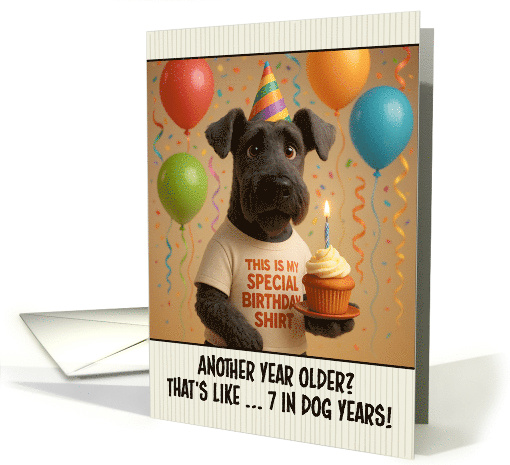 Happy Birthday Kerry Blue Terrier with T Shirt and Cupcake card