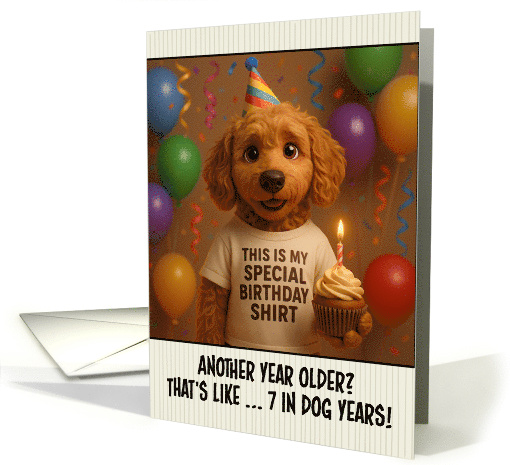 Happy Birthday Labradoodle with T Shirt and Cupcake card (1924758)