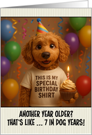 Happy Birthday Labradoodle with T Shirt and Cupcake card