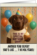 Happy Birthday Labrador Retriever with T Shirt and Cupcake card
