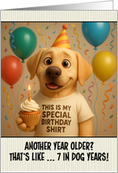 Happy Birthday Labrador Retriever with T Shirt and Cupcake card