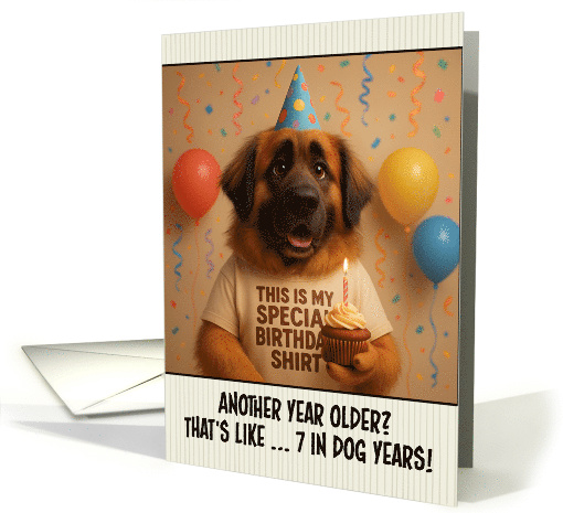 Happy Birthday Leonberger Dog with T Shirt and Cupcake card (1924768)