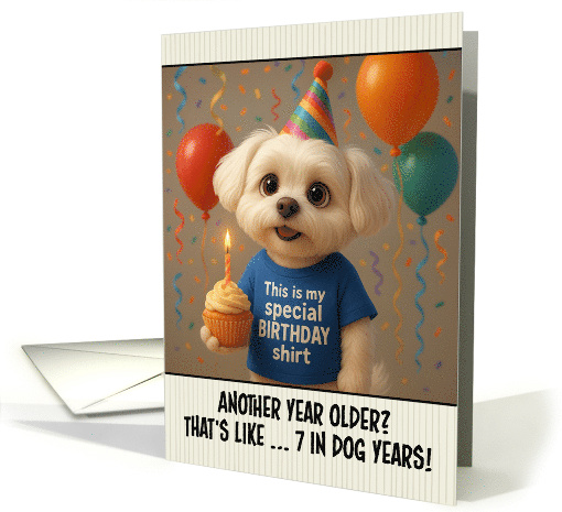 Happy Birthday Maltese Dog with T Shirt and Cupcake card (1924774)