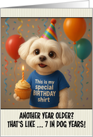 Happy Birthday Maltese Dog with T Shirt and Cupcake card
