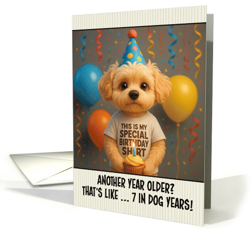 Happy Birthday Maltipoo Dog with T Shirt and Cupcake card (1924776)