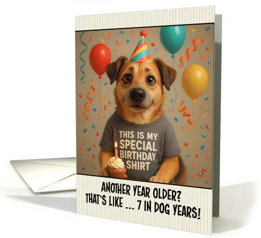 Happy Birthday Mixed Breed Dog with T Shirt and Cupcake card (1924784)