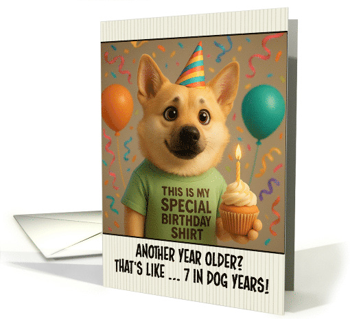 Happy Birthday Norwegian Buhund with T Shirt and Cupcake card