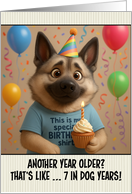 Happy Birthday Norwegian Elkhound with T Shirt and Cupcake card