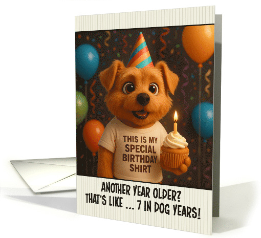 Happy Birthday Norfolk Terrier Dog with T Shirt and Cupcake card