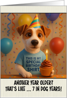 Happy Birthday Parson Russell Terrier Dog with T Shirt and Cupcake card