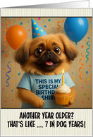 Happy Birthday Pekingese Dog with T Shirt and Cupcake card
