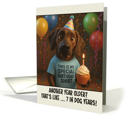 Happy Birthday Plott Hound with T Shirt and Cupcake card (1924816)