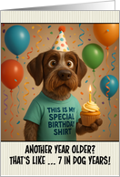 Happy Birthday Pointing Griffon Dog with T Shirt and Cupcake card