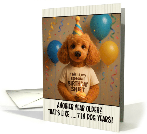 Happy Birthday Poodle Dog with T Shirt and Cupcake card (1924824)