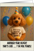 Happy Birthday Poodle Dog with T Shirt and Cupcake card